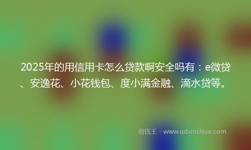 2025年的用信用卡怎么贷款啊安全吗有：e微贷、安逸花、小花钱包、度小满金融、滴水贷等。