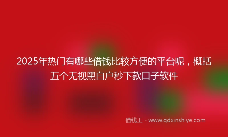 2025年热门有哪些借钱比较方便的平台呢，概括五个无视黑白户秒下款口子软件