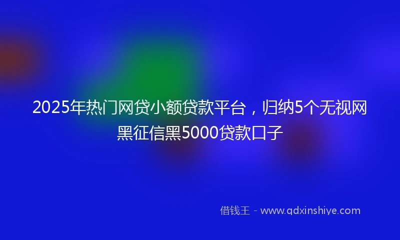 2025年热门网贷小额贷款平台，归纳5个无视网黑征信黑5000贷款口子