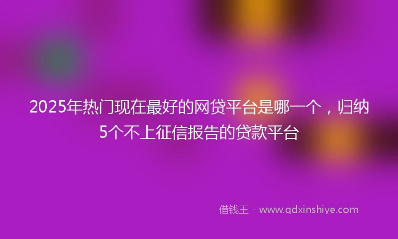 2025年热门现在最好的网贷平台是哪一个，归纳5个不上征信报告的贷款平台