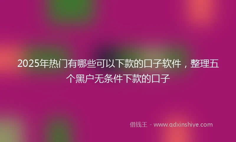 2025年热门有哪些可以下款的口子软件，整理五个黑户无条件下款的口子