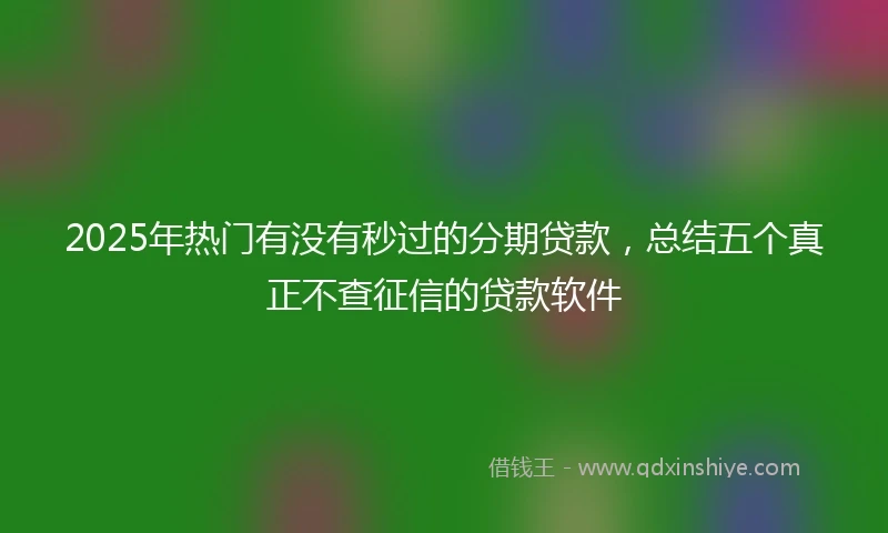 2025年热门有没有秒过的分期贷款，总结五个真正不查征信的贷款软件