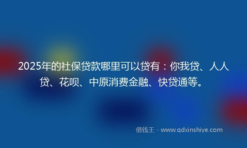 2025年的社保贷款哪里可以贷有：你我贷、人人贷、花呗、中原消费金融、快贷通等。