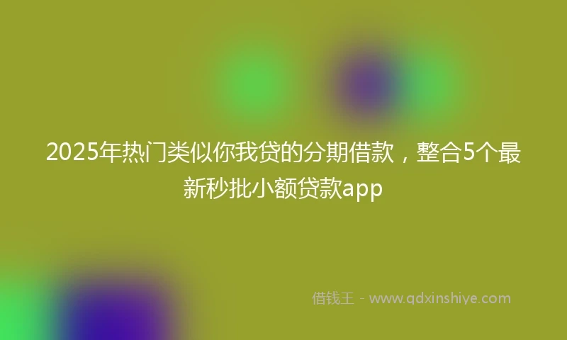 2025年热门类似你我贷的分期借款，整合5个最新秒批小额贷款app