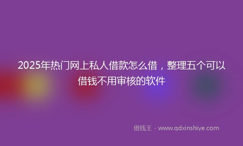 2025年热门网上私人借款怎么借，整理五个可以借钱不用审核的软件