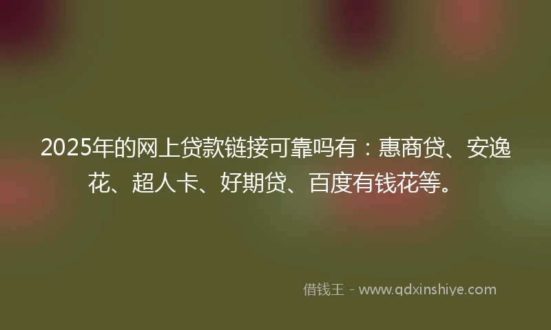2025年的网上贷款链接可靠吗有：惠商贷、安逸花、超人卡、好期贷、百度有钱花等。