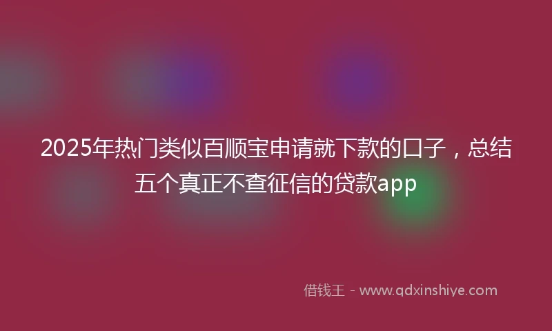 2025年热门类似百顺宝申请就下款的口子，总结五个真正不查征信的贷款app