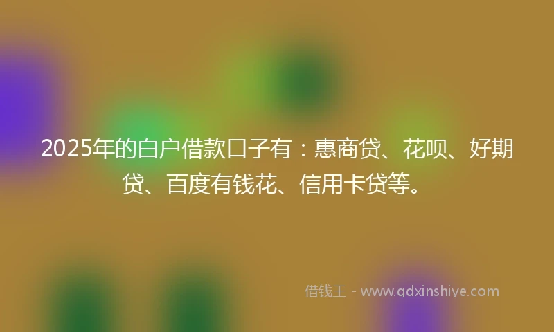 2025年的白户借款口子有：惠商贷、花呗、好期贷、百度有钱花、信用卡贷等。