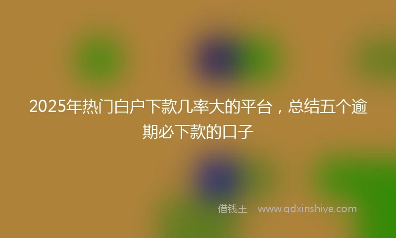 2025年热门白户下款几率大的平台，总结五个逾期必下款的口子