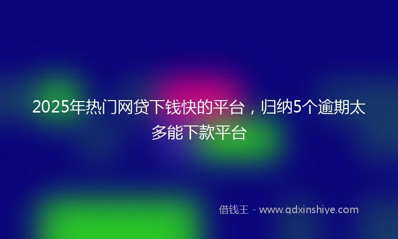 2025年热门网贷下钱快的平台，归纳5个逾期太多能下款平台