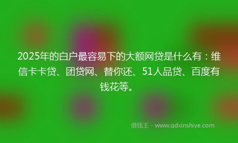 2025年的白户最容易下的大额网贷是什么有：维信卡卡贷、团贷网、替你还、51人品贷、百度有钱花等。