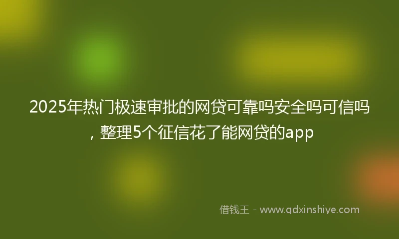 2025年热门极速审批的网贷可靠吗安全吗可信吗，整理5个征信花了能网贷的app
