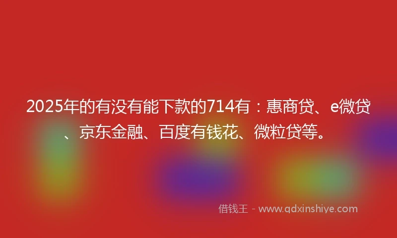 2025年的有没有能下款的714有：惠商贷、e微贷、京东金融、百度有钱花、微粒贷等。
