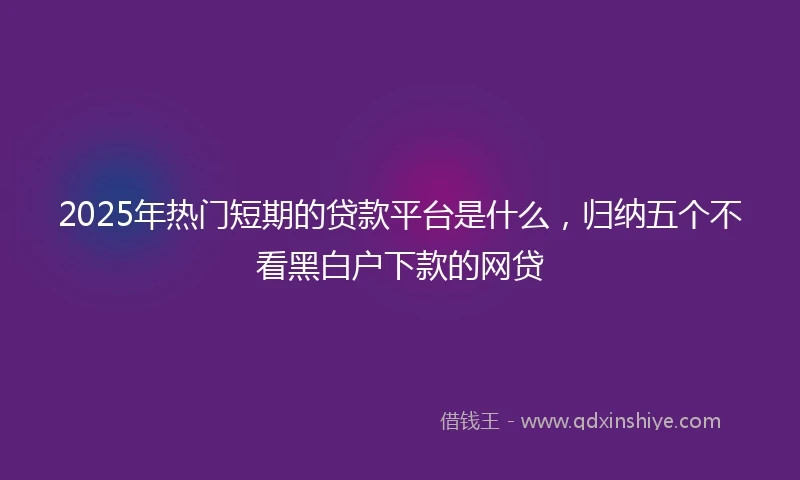 2025年热门短期的贷款平台是什么，归纳五个不看黑白户下款的网贷