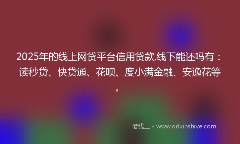 2025年的线上网贷平台信用贷款,线下能还吗有：读秒贷、快贷通、花呗、度小满金融、安逸花等。
