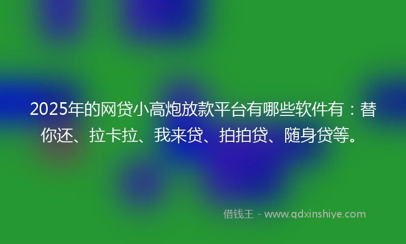 2025年的网贷小高炮放款平台有哪些软件有：替你还、拉卡拉、我来贷、拍拍贷、随身贷等。