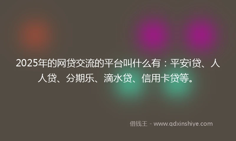 2025年的网贷交流的平台叫什么有：平安i贷、人人贷、分期乐、滴水贷、信用卡贷等。