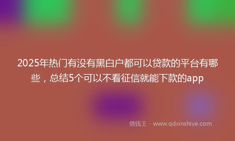 2025年热门有没有黑白户都可以贷款的平台有哪些，总结5个可以不看征信就能下款的app