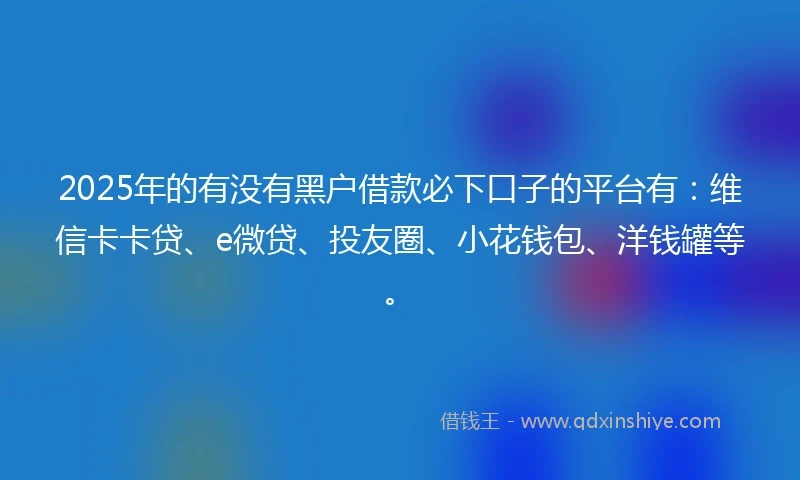 2025年的有没有黑户借款必下口子的平台有：维信卡卡贷、e微贷、投友圈、小花钱包、洋钱罐等。