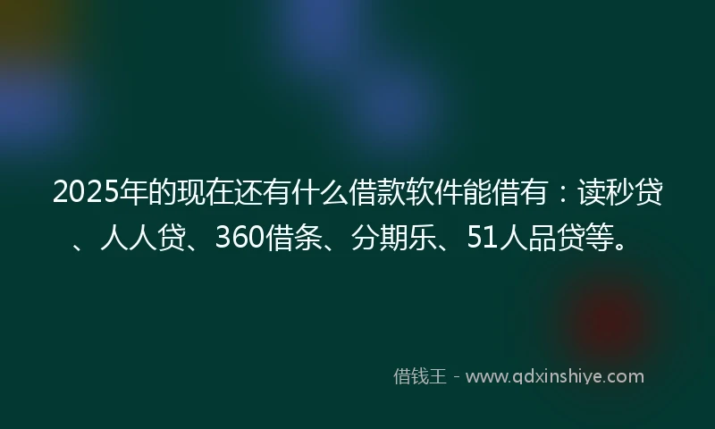2025年的现在还有什么借款软件能借有：读秒贷、人人贷、360借条、分期乐、51人品贷等。