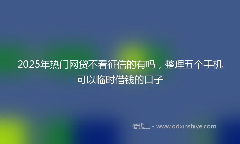 2025年热门网贷不看征信的有吗，整理五个手机可以临时借钱的口子