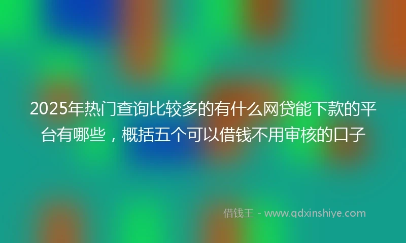 2025年热门查询比较多的有什么网贷能下款的平台有哪些，概括五个可以借钱不用审核的口子