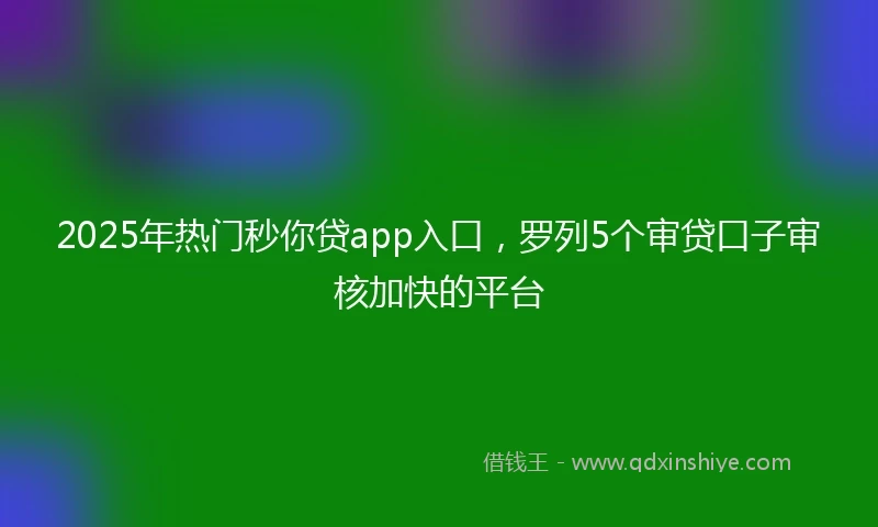 2025年热门秒你贷app入口，罗列5个审贷口子审核加快的平台