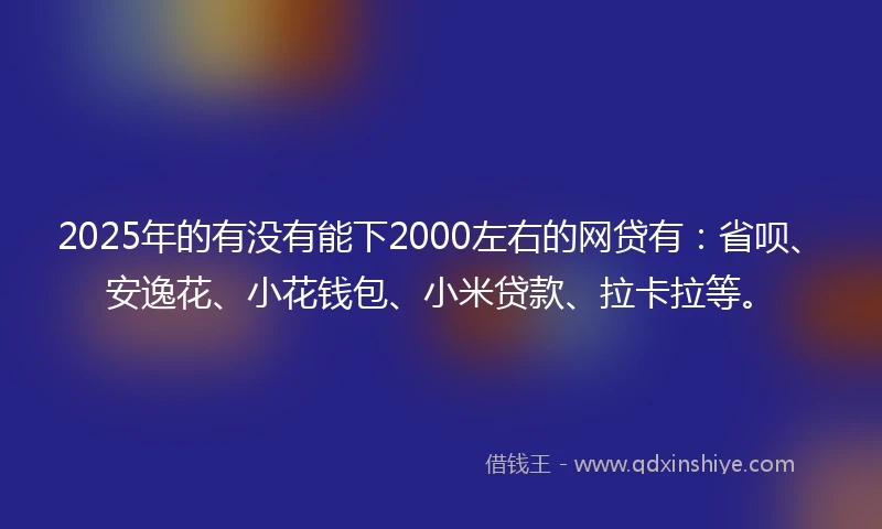 2025年的有没有能下2000左右的网贷有：省呗、安逸花、小花钱包、小米贷款、拉卡拉等。