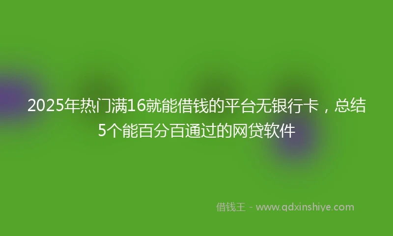 2025年热门满16就能借钱的平台无银行卡，总结5个能百分百通过的网贷软件