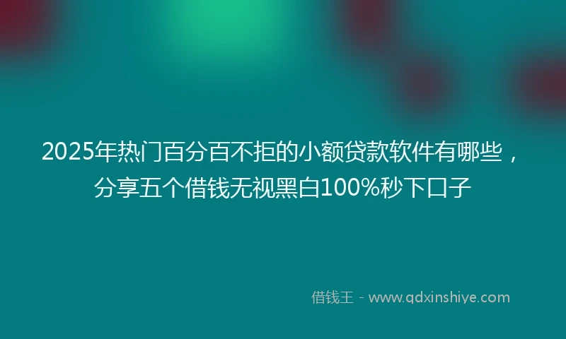 2025年热门百分百不拒的小额贷款软件有哪些，分享五个借钱无视黑白100%秒下口子