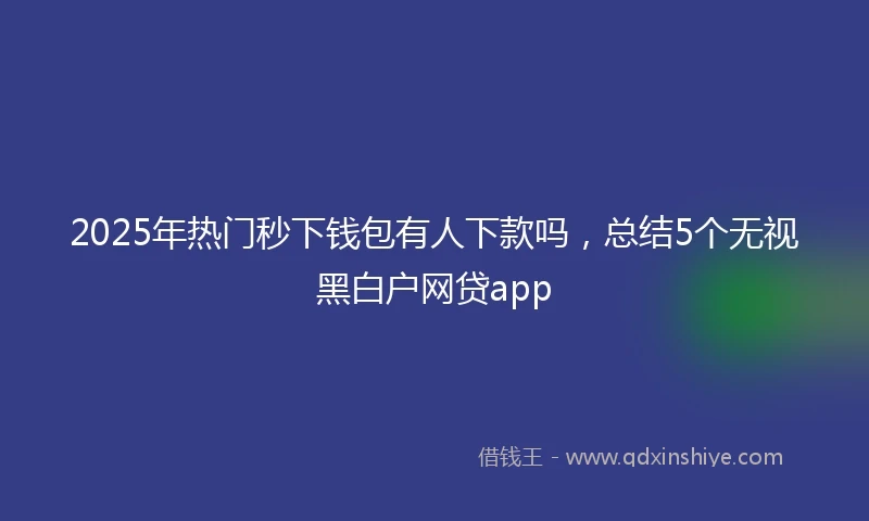 2025年热门秒下钱包有人下款吗，总结5个无视黑白户网贷app
