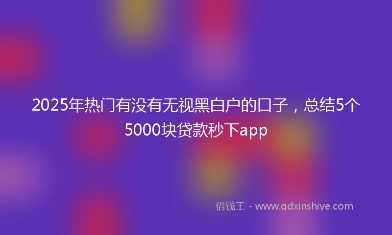 2025年热门有没有无视黑白户的口子，总结5个5000块贷款秒下app