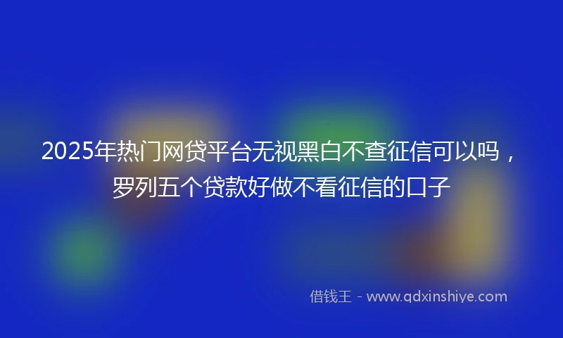 2025年热门网贷平台无视黑白不查征信可以吗，罗列五个贷款好做不看征信的口子