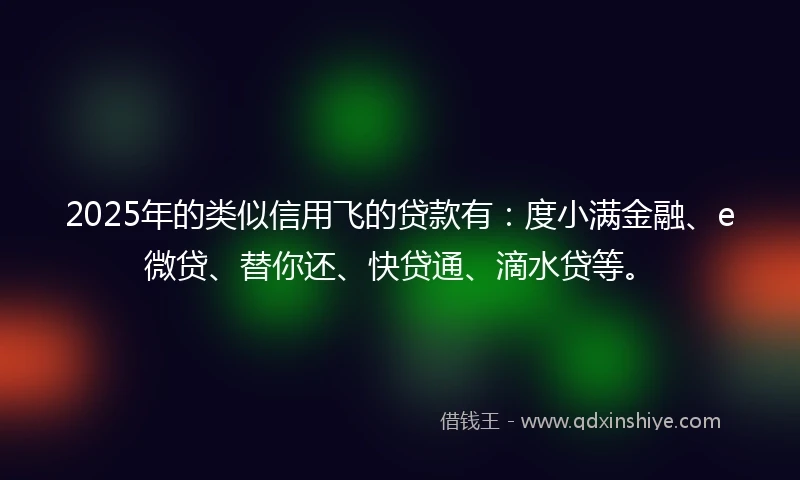 2025年的类似信用飞的贷款有：度小满金融、e微贷、替你还、快贷通、滴水贷等。