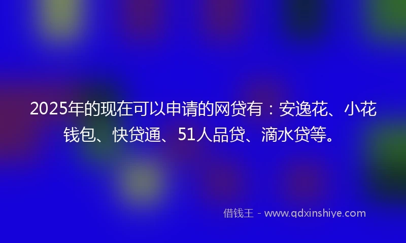 2025年的现在可以申请的网贷有：安逸花、小花钱包、快贷通、51人品贷、滴水贷等。
