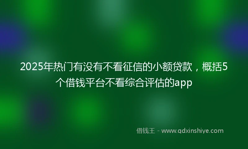 2025年热门有没有不看征信的小额贷款，概括5个借钱平台不看综合评估的app