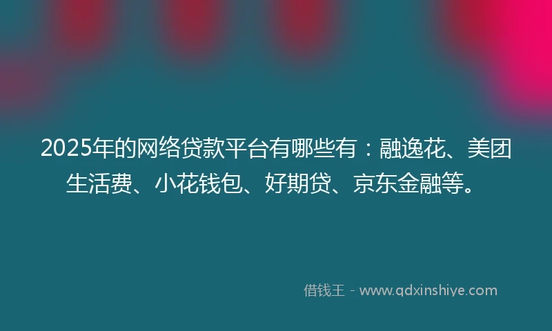 2025年的网络贷款平台有哪些有：融逸花、美团生活费、小花钱包、好期贷、京东金融等。