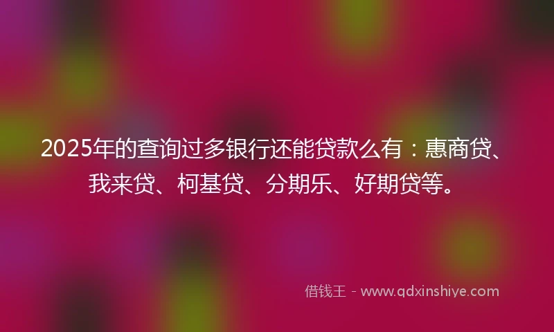 2025年的查询过多银行还能贷款么有：惠商贷、我来贷、柯基贷、分期乐、好期贷等。