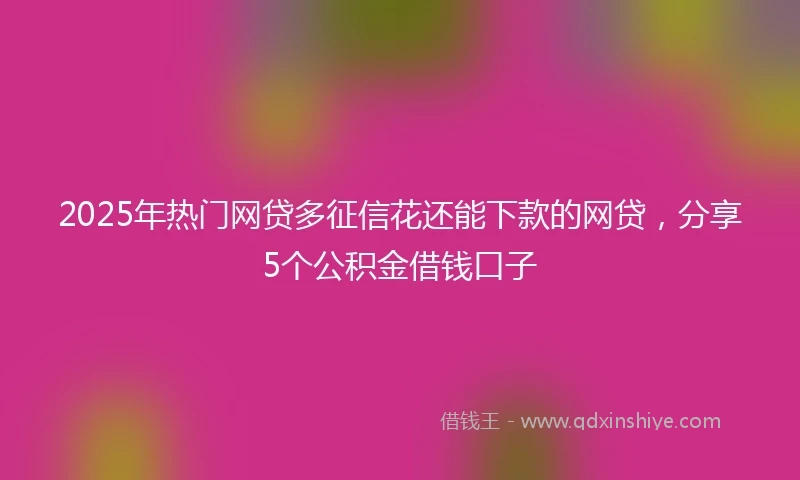 2025年热门网贷多征信花还能下款的网贷，分享5个公积金借钱口子