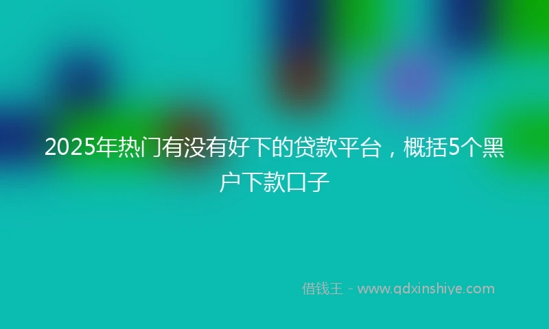 2025年热门有没有好下的贷款平台，概括5个黑户下款口子