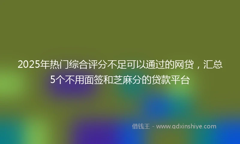 2025年热门综合评分不足可以通过的网贷，汇总5个不用面签和芝麻分的贷款平台