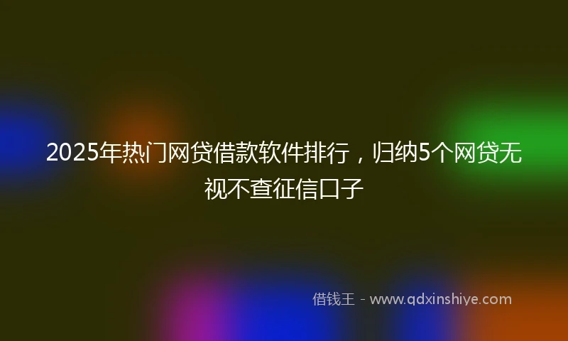 2025年热门网贷借款软件排行，归纳5个网贷无视不查征信口子
