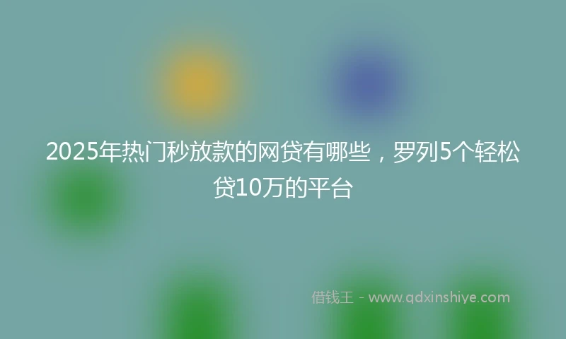 2025年热门秒放款的网贷有哪些，罗列5个轻松贷10万的平台