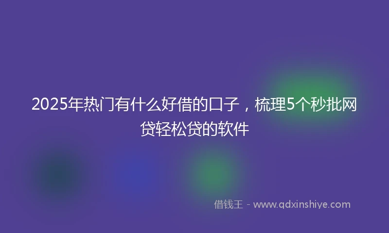 2025年热门有什么好借的口子，梳理5个秒批网贷轻松贷的软件
