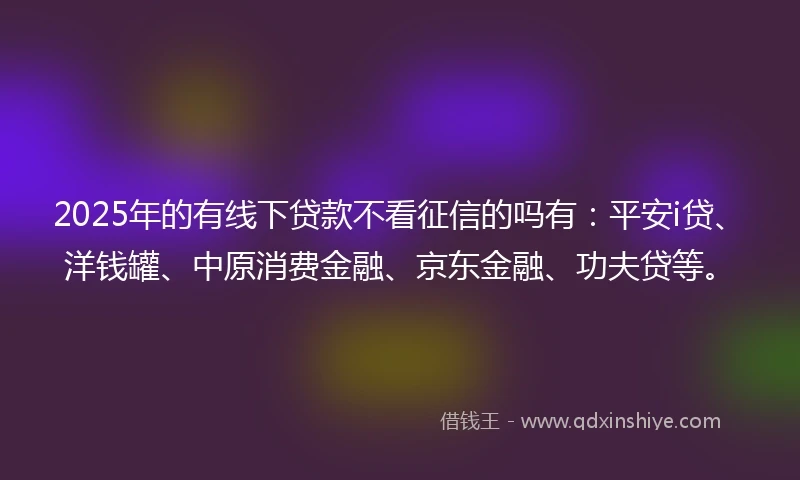 2025年的有线下贷款不看征信的吗有：平安i贷、洋钱罐、中原消费金融、京东金融、功夫贷等。