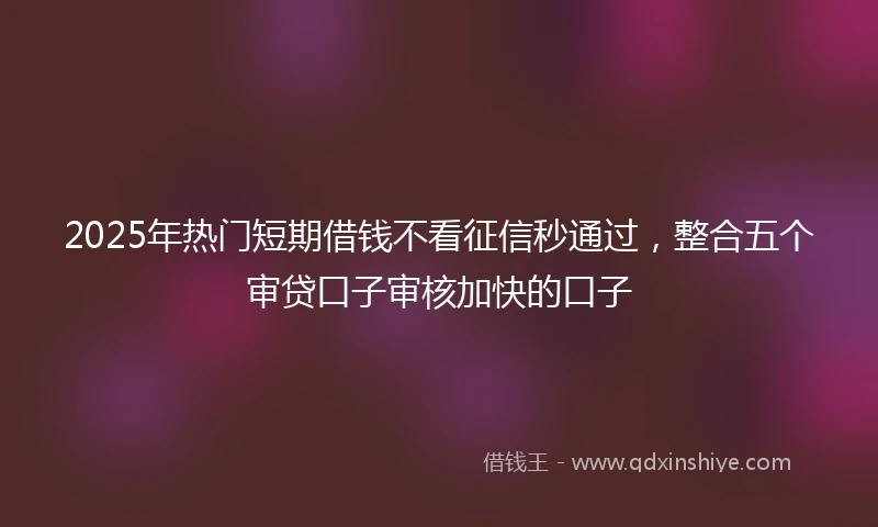 2025年热门短期借钱不看征信秒通过，整合五个审贷口子审核加快的口子
