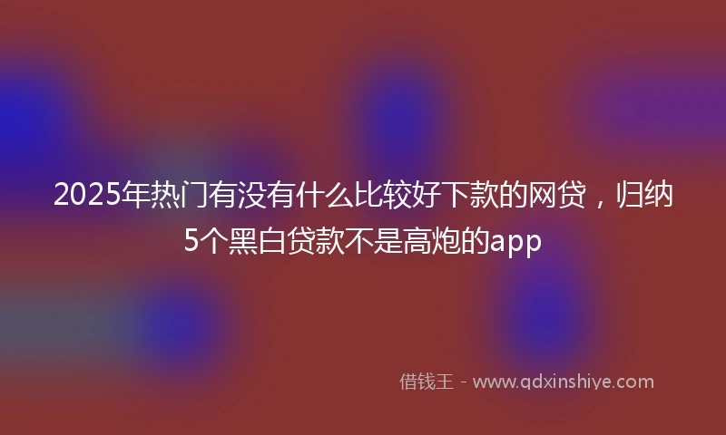 2025年热门有没有什么比较好下款的网贷，归纳5个黑白贷款不是高炮的app