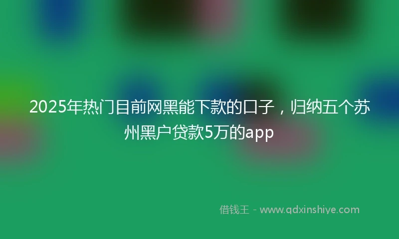 2025年热门目前网黑能下款的口子，归纳五个苏州黑户贷款5万的app