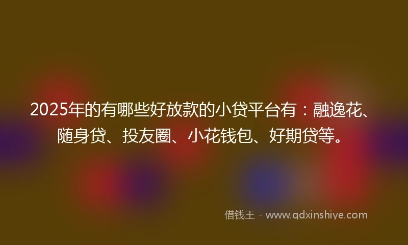 2025年的有哪些好放款的小贷平台有：融逸花、随身贷、投友圈、小花钱包、好期贷等。