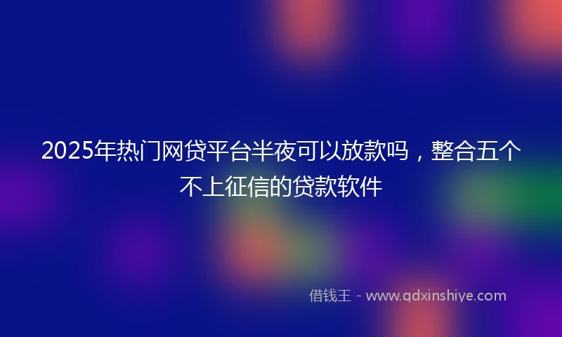 2025年热门网贷平台半夜可以放款吗，整合五个不上征信的贷款软件